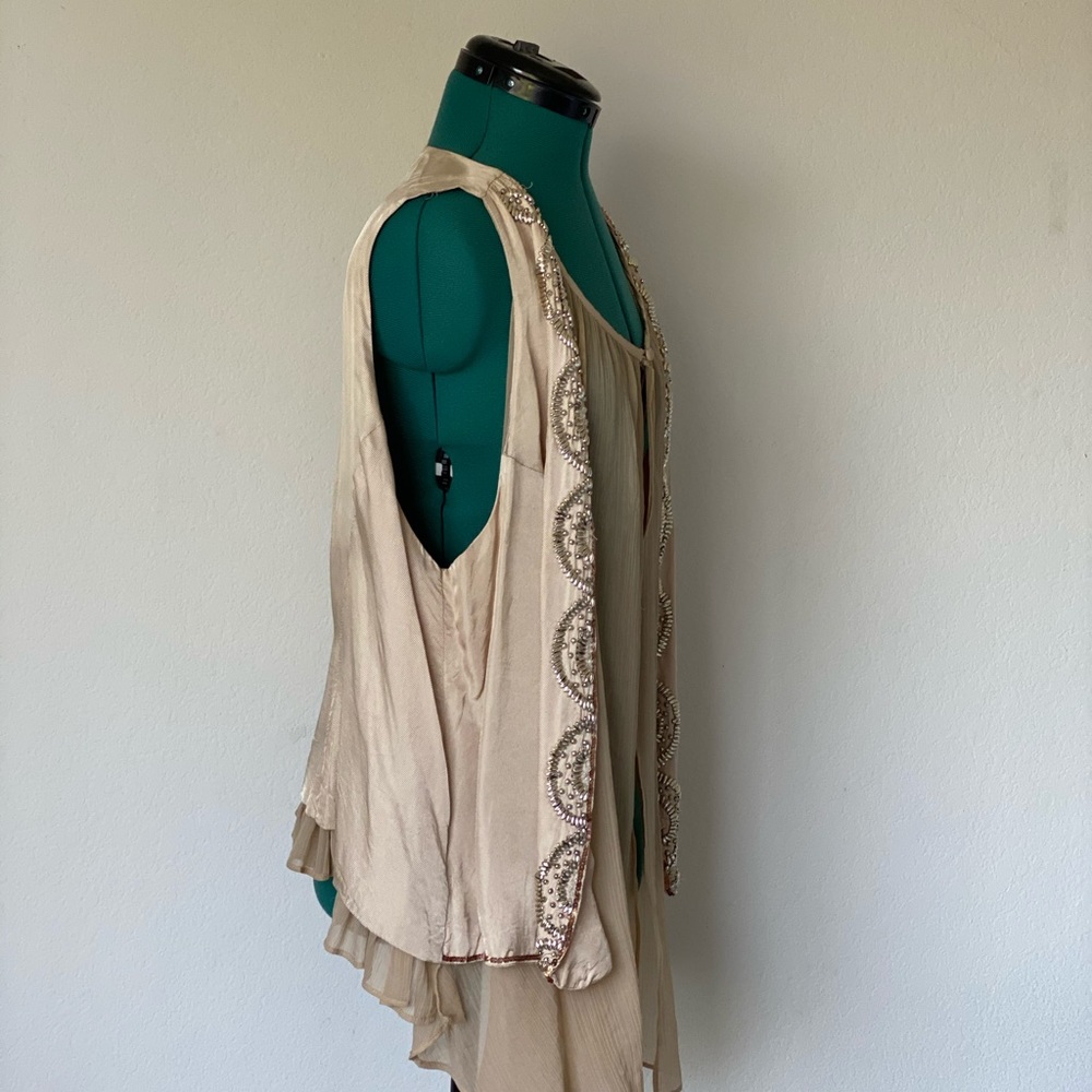 IMAN Beige Golden Vest Jacket  size 1X - Picture 5 of 10